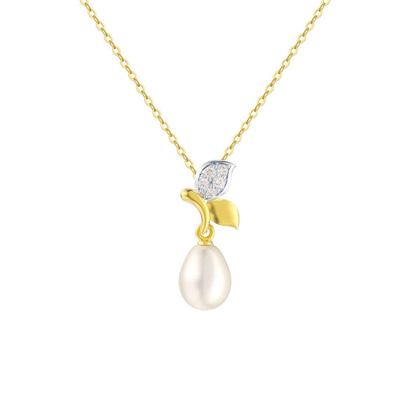 Jewelry S925 Sterling Silver Natural Pearl Geometric Pendant Necklace Electroplating
