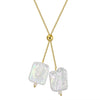Jewelry S925 Sterling Silver Natural Pearl Geometric Pendant Necklace Electroplating
