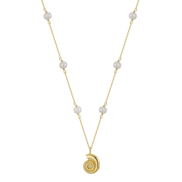 Jewelry S925 Sterling Silver Natural Pearl Geometric Pendant Necklace Electroplating