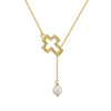 Jewelry S925 Sterling Silver Natural Pearl Geometric Pendant Necklace Electroplating