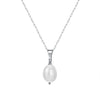 Jewelry S925 Sterling Silver Natural Pearl Geometric Pendant Necklace Electroplating