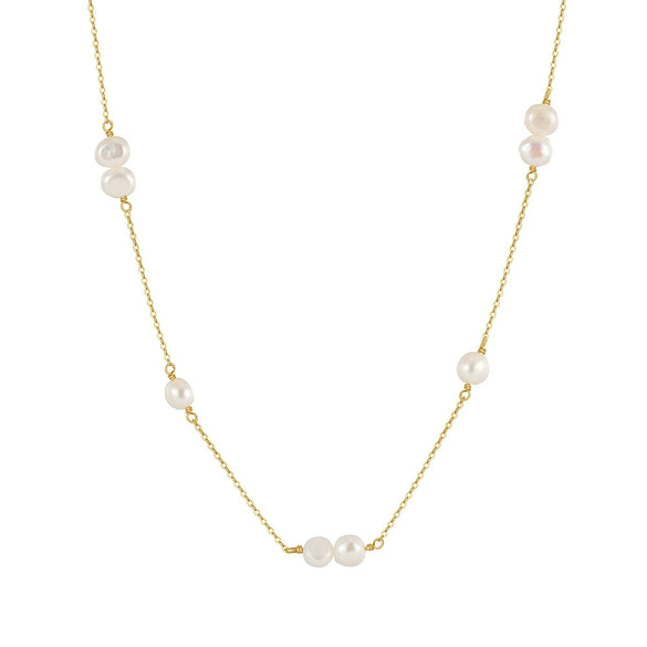 Jewelry S925 Sterling Silver Natural Pearl Geometric Pendant Necklace Electroplating