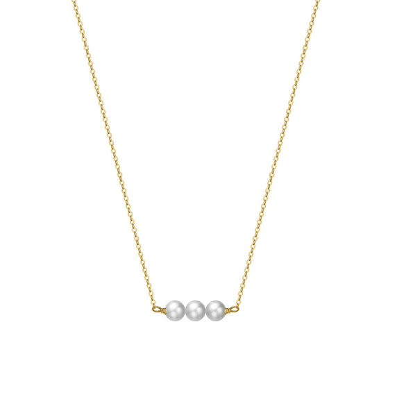 Jewelry S925 Sterling Silver Natural Pearl Geometric Pendant Necklace Electroplating