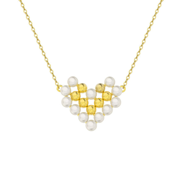 Jewelry S925 Sterling Silver Natural Pearl Geometric Pendant Necklace Electroplating