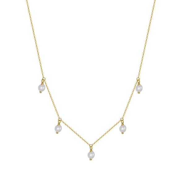 Jewelry S925 Sterling Silver Natural Pearl Geometric Pendant Necklace Electroplating