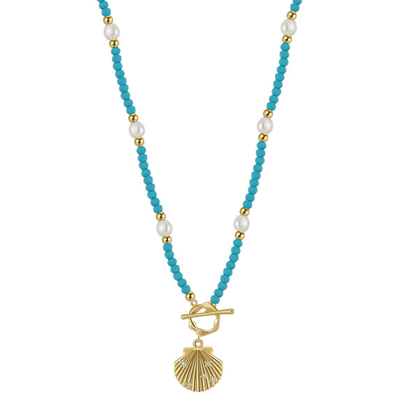Jewelry S925 Sterling Silver Natural Pearl Geometric Pendant Necklace Electroplating