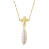 Jewelry S925 Sterling Silver Natural Pearl Geometric Pendant Necklace Electroplating