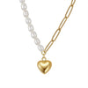 Jewelry S925 Sterling Silver Natural Pearl Geometric Pendant Necklace Electroplating