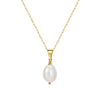 Jewelry S925 Sterling Silver Natural Pearl Geometric Pendant Necklace Electroplating