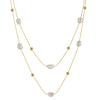 Jewelry S925 Sterling Silver Natural Pearl Geometric Pendant Necklace Electroplating