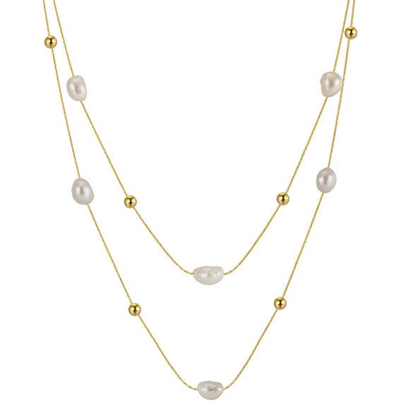 Jewelry S925 Sterling Silver Natural Pearl Geometric Pendant Necklace Electroplating