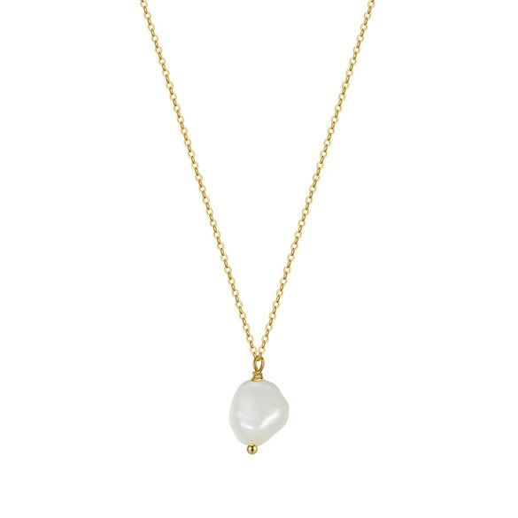 Jewelry S925 Sterling Silver Natural Pearl Geometric Pendant Necklace Electroplating