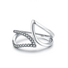 Jewelry S925 Sterling Silver Ring Versatile Retro Diamond Leaf Open