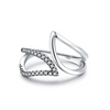Jewelry S925 Sterling Silver Ring Versatile Retro Diamond Leaf Open