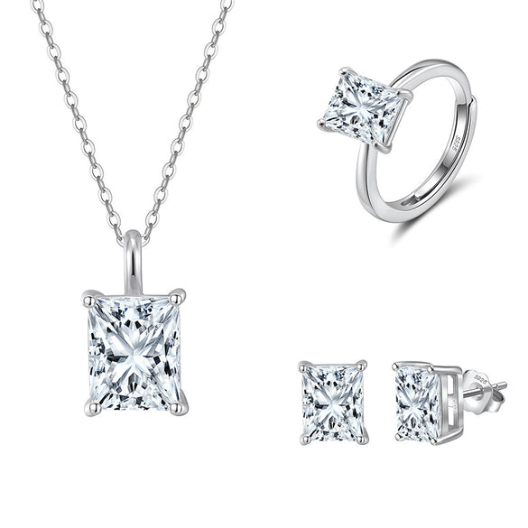 Jewelry S925 Sterling Silver Rock Candy Style Set With Zircon For Women