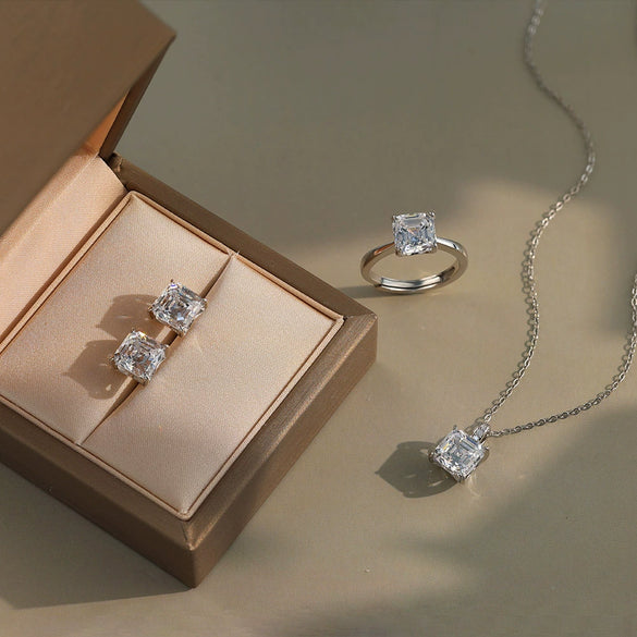 Jewelry S925 Sterling Silver Rock Candy Style Set With Zircon For Women