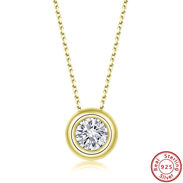 Jewelry S925 Sterling Silver Round Bag Pendant Necklace Electroplated