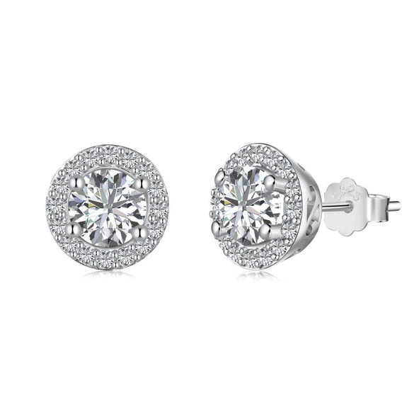 Jewelry S925 Sterling Silver Round Highgrade Zircon Inlaid Electroplating Style For Women