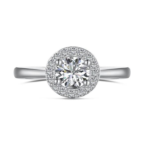 Jewelry S925 Sterling Silver Round Highgrade Zircon Inlaid Electroplating Style For Women