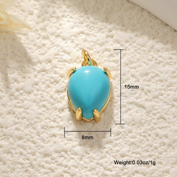 Jewelry Semiprecious Stone Heartshaped Pendants Copper Plated With 18K Gold Inlay Crystal Bracelet Charms Sweet Style