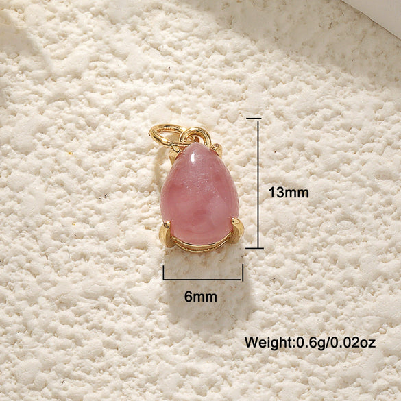 Jewelry Semiprecious Stone Heartshaped Pendants Copper Plated With 18K Gold Inlay Crystal Bracelet Charms Sweet Style