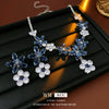 Jewelry Set Alloy Copper Pendant Earrings And Clavicle Chain With Zircon Heart Water Drop Bell Flower Design Highend Style