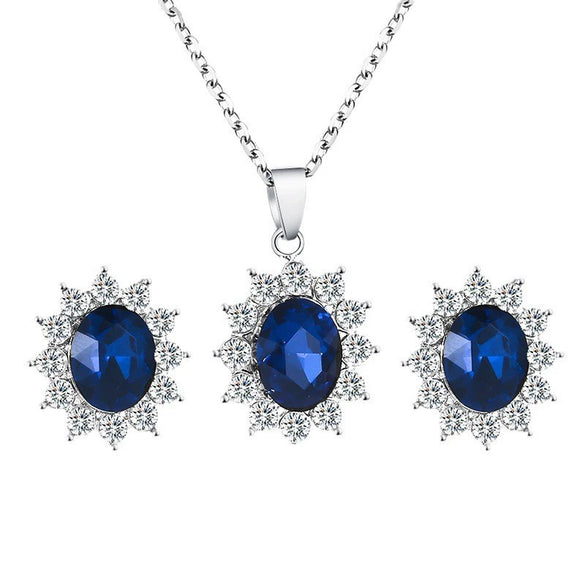 Jewelry Set Alloy Geometric Sunflower Artificial Crystal Earrings And Necklace