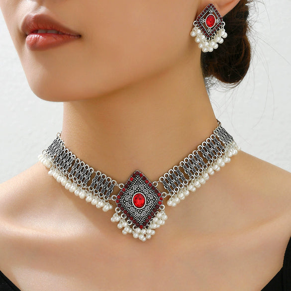 Jewelry Set Alloy Rhinestones Geometric Retro Fashion