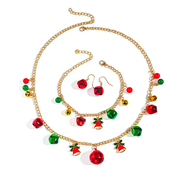Jewelry Set Christmas Tree Bell Iron Geometric Electroplated