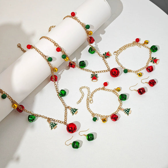 Jewelry Set Christmas Tree Bell Iron Geometric Electroplated
