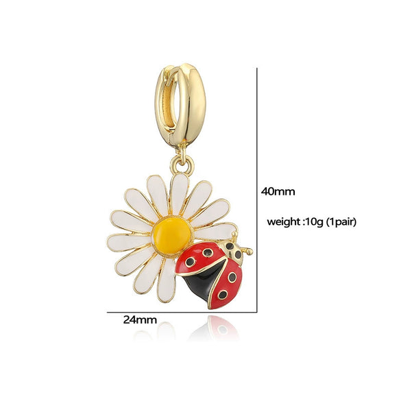Jewelry Set Copper Dripping Oil Beetle Style Earrings Necklaces
