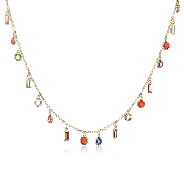 Jewelry Set Copper Inlaid Zirconia With Irregular Pattern Water Wave Chain For Ladies