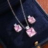 Jewelry Set Copper Princess Geometric Cube Imitation Ice Flower Women's Perfumery Bottle Earrings Necklace