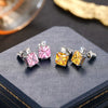Jewelry Set Copper Princess Geometric Cube Imitation Ice Flower Women's Perfumery Bottle Earrings Necklace