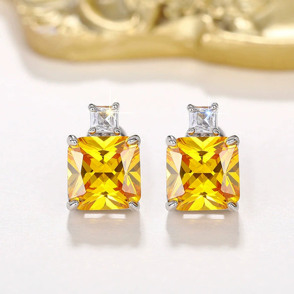 Jewelry Set Copper Princess Geometric Cube Imitation Ice Flower Women's Perfumery Bottle Earrings Necklace