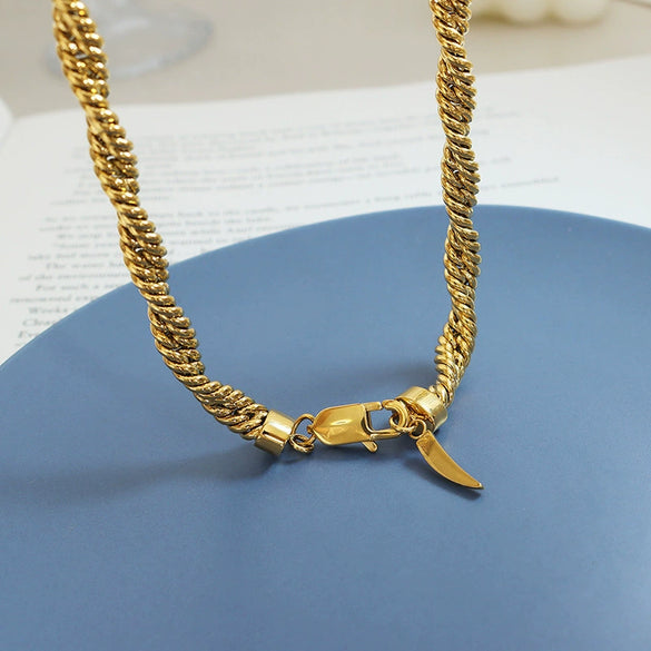 Jewelry Set Copper Twist Chain Exotic Geometric Electroplated Necklace Bracelet For Women