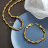 Jewelry Set Copper Twist Chain Exotic Geometric Electroplated Necklace Bracelet For Women