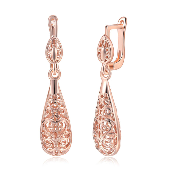 Jewelry Set Copper Water Drop Hollow Electroplated Pendant Earrings For Women