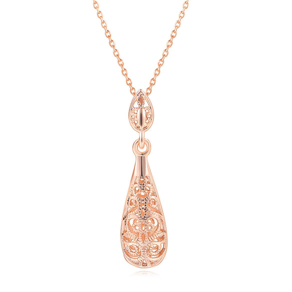 Jewelry Set Copper Water Drop Hollow Electroplated Pendant Earrings For Women