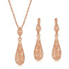 Jewelry Set Copper Water Drop Hollow Electroplated Pendant Earrings For Women