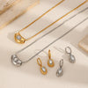 Jewelry Set Earrings And Necklace Geometric Water Drops Zircon Highend Stainless Steel Electroplated