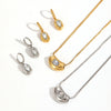 Jewelry Set Earrings And Necklace Geometric Water Drops Zircon Highend Stainless Steel Electroplated