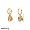 Jewelry Set Earrings And Necklace Geometric Water Drops Zircon Highend Stainless Steel Electroplated