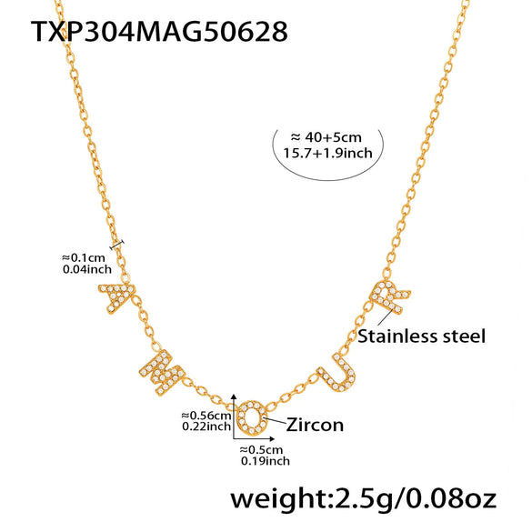 Jewelry Set English Letter Pattern 316L Stainless Steel 316L Stainless Steel Goldplated Electroplated Clavicle Necklace And Bracelet