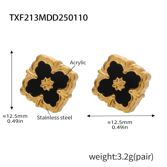Jewelry Set Fourleaf Clover Flower Diamondshaped Titanium Steel O Word Chain Plated With Real Gold