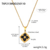 Jewelry Set Fourleaf Clover Flower Diamondshaped Titanium Steel O Word Chain Plated With Real Gold