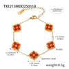 Jewelry Set Fourleaf Clover Flower Diamondshaped Titanium Steel O Word Chain Plated With Real Gold