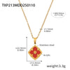 Jewelry Set Fourleaf Clover Flower Diamondshaped Titanium Steel O Word Chain Plated With Real Gold