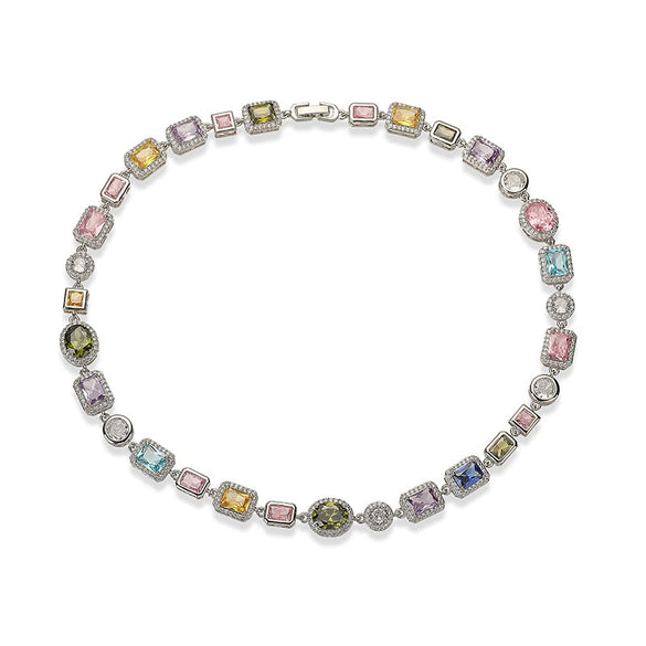 Jewelry Set Geometric Cuban Chain Copper Zirconia Light Luxury Choker Necklace And Bracelet