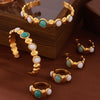 Jewelry Set Geometric Inlaid Natural Stone Splicing Round Bead 316L Stainless Steel Electroplating Design For Women